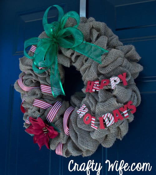 Burlap & Poinsettia Christmas Wreath