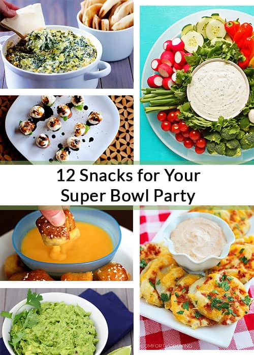 A roundup of 12 recipes for your super bowl party. A great mix of healthy and deliciously evil snacks that you'll enjoy whether you're into the game or not!