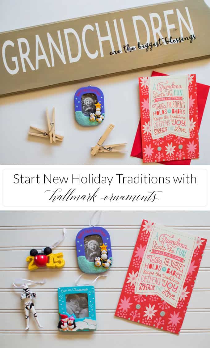 Every year my parents would give us Hallmark Ornaments on Christmas Eve. This year I'm turning it around and giving my parents a Hallmark Ornament from their Grandchild, and made a cute plaque display with my Silhouette Portrait for them to show off their gift! #SendHallmark [ad]