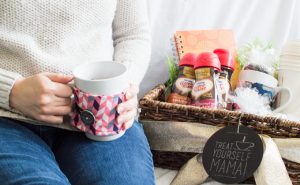 Make a coffee lovers gift basket to give to a new mommy so she can treat herself to a few moments of alone time to jump start her day. #sipindulgence #ad