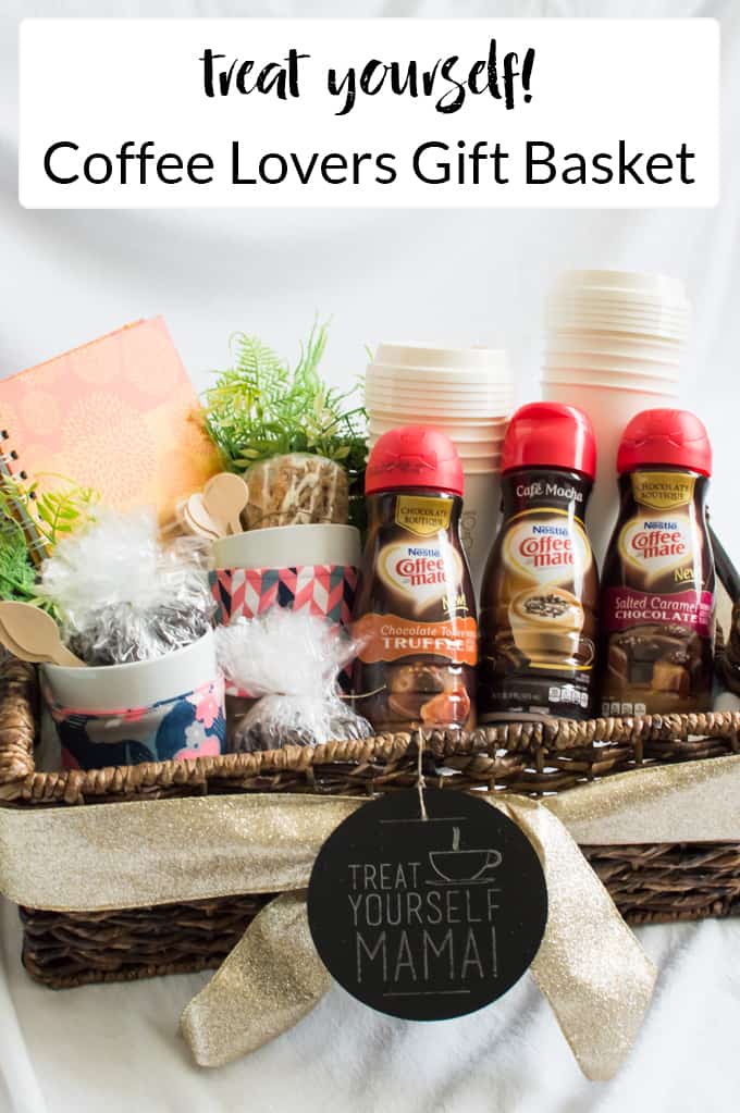 Make a coffee lovers gift basket to give to a new mommy so she can treat herself to a few moments of alone time to jump start her day. #sipindulgence #ad