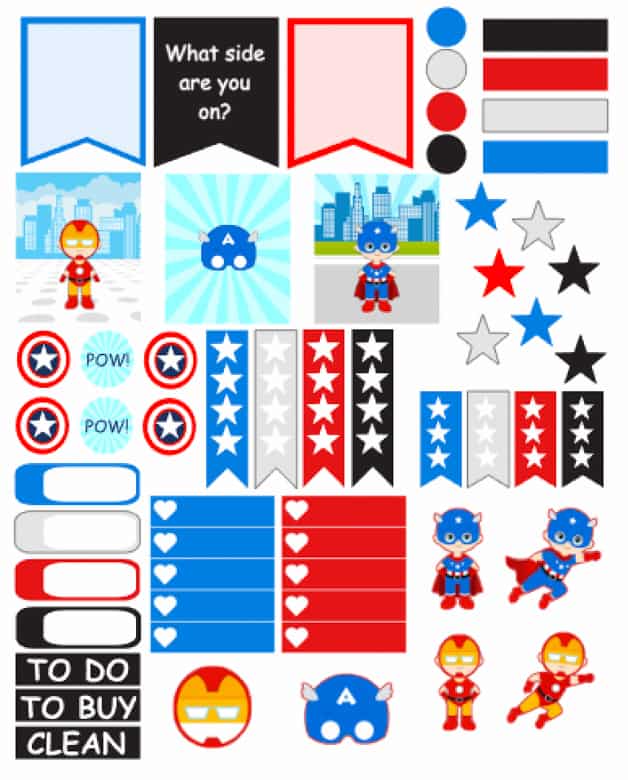 Print and cut your own Captain America planner stickers & deck out your Erin Condren Life Planner just in time for the new movie, Captain America Civil War!