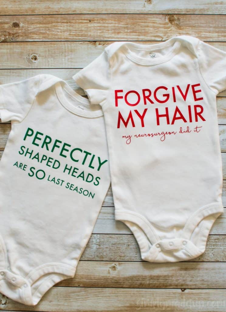 Keep the mood light and let others know that you love looking on the bright side of things with these humorous brain surgery onesies.