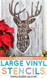 Hand Lettered Rudolph vinyl stencil on a wood sign