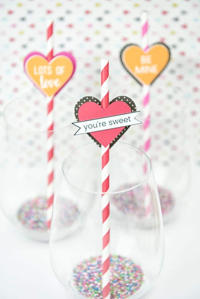 Heart Straw Toppers | Valentine's Day Crafts | Paper Crafts | Silhouette Portrait Crafts | Valentine's Day Tablescape | Holiday Decorations