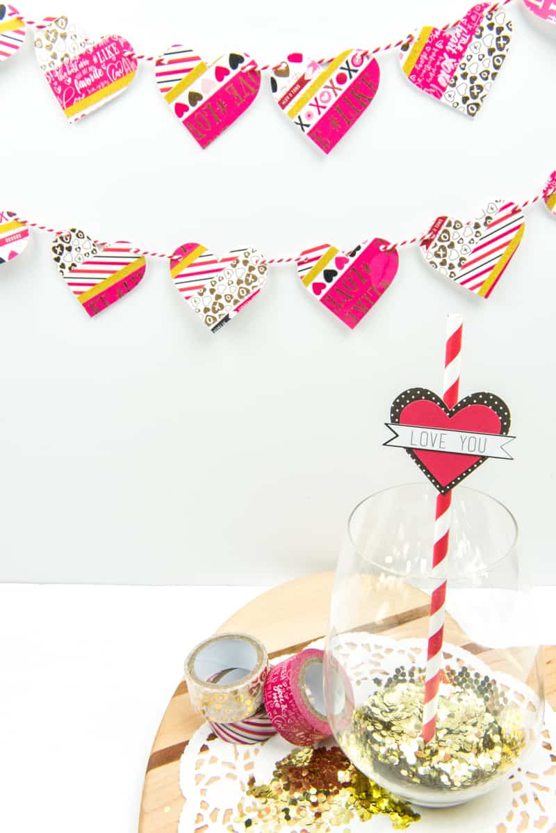 Washi Tape Heart Garland | Valentine's Day Craft | Holiday Crafts | Holiday Decor | Washi Tape Crafts | Washi Tape | Paper Crafts