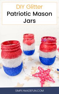 Glitter Patriotic Mason Jars | Mason Jar Crafts | Mason Jar DIY | Mason Jars | Glitter Crafts | Glitter DIY | 4th of July Crafts | Patriotic Crafts | Patriotic DIY