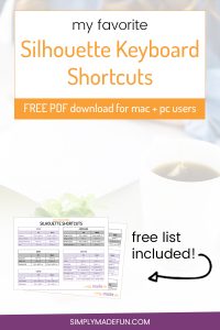 Silhouette Keyboard Shortcuts - I am always on the lookout for ways to speed things up so I can spend more time with my family. This list of Silhouette Shortcuts for my Silhouette Cameo machine saves me so much time and frustration when crafting that I just had to share with a free download!