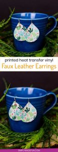 Printed Heat Transfer Vinyl Earrings - It's official, you can use Heat Transfer Vinyl on anything! If you love faux leather earrings because they're lightweight and easy to DIY but are tired of them being plain, you can easily dress them up with heat transfer vinyl and an iron! They take less than 20 minutes to make and the pattern choices are endless.