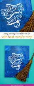 Harry Potter Acrylic Paint Poured Canvas - This poured canvas is the perfect craft night project to DIY with friends! It's fun, messy, and no two canvases will be alike! You can leave them blank or use vinyl and your Silhouette or Cricut machine to dress them up a bit, like with a fun Harry Potter inspired quote or image...or really anything that you like. This craft project is colorful and easy, all you do is mix paint with water and pour!