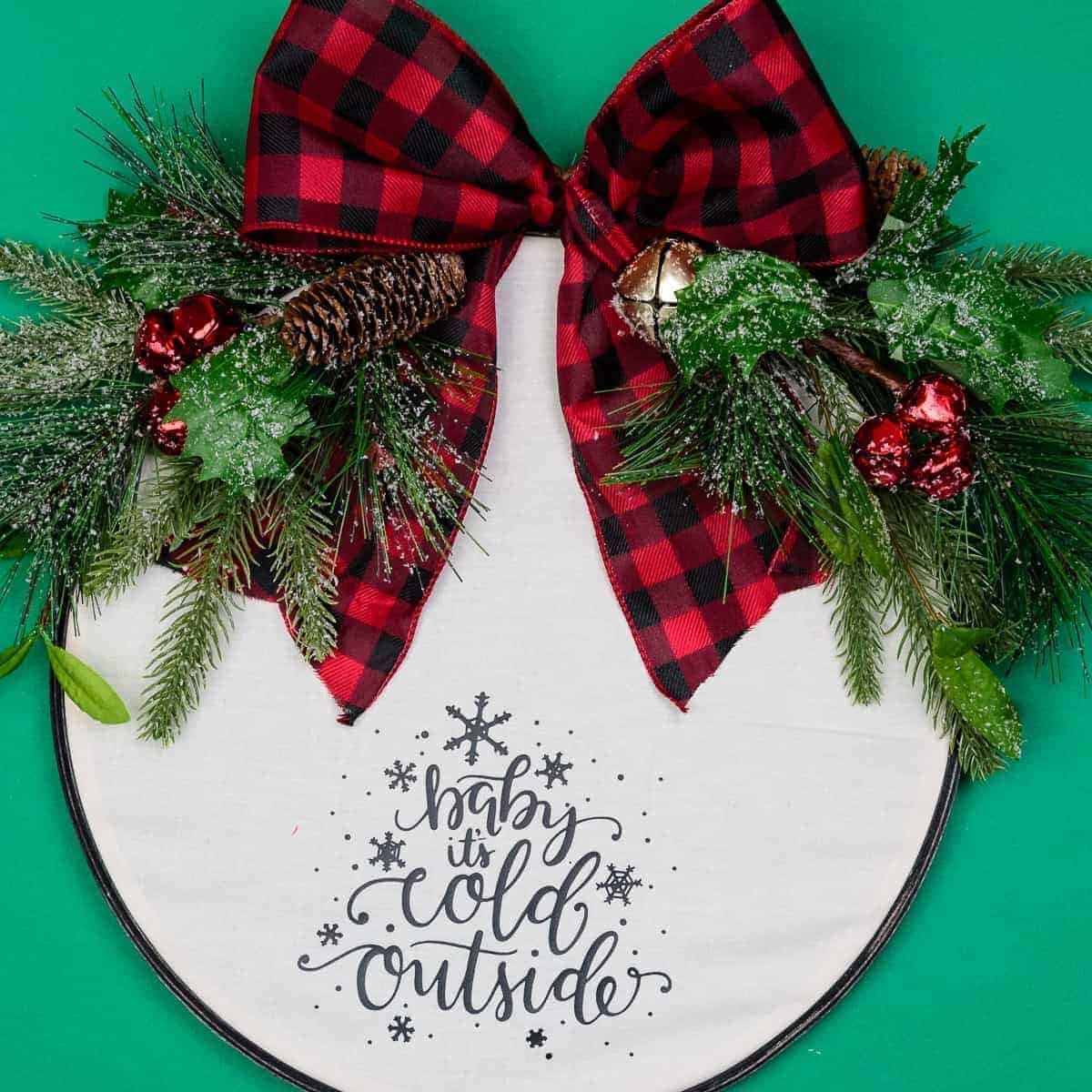 Easy Embroidery Hoop Christmas Wreath